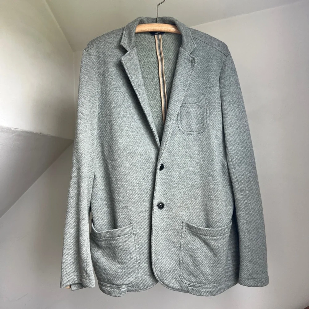 Faherty Inlet Blazer Large Tall Heather Gray Knit Sport Coat Cotton Blend Jacket